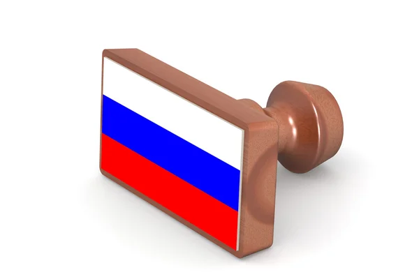 Sello de madera con bandera de Rusia — Foto de Stock
