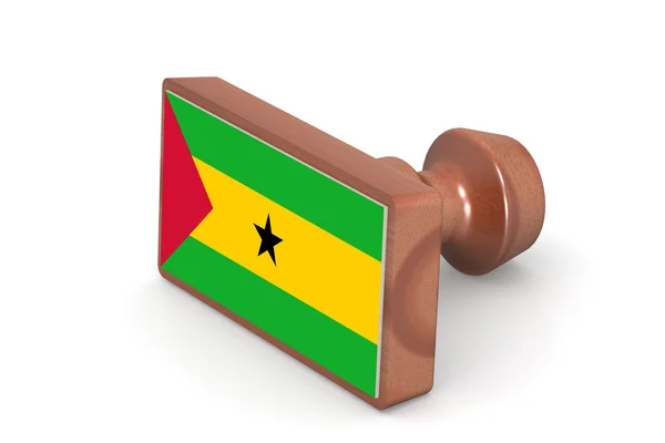 Wooden stamp with Sao Tome and Principe flag — Zdjęcie stockowe