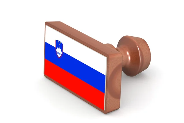 Sello de madera con bandera de Eslovenia — Foto de Stock