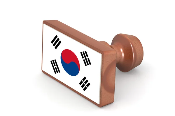 Wooden stamp with South Korea flag — 스톡 사진