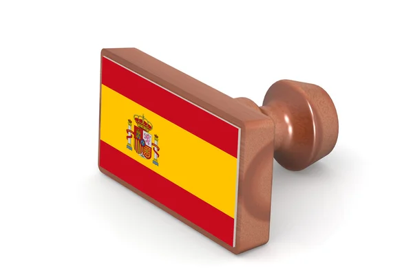 Wooden stamp with Spain flag — ストック写真