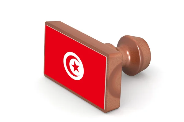 Ξύλινη σφραγίδα με σημαία της Τυνησίας — Φωτογραφία Αρχείου