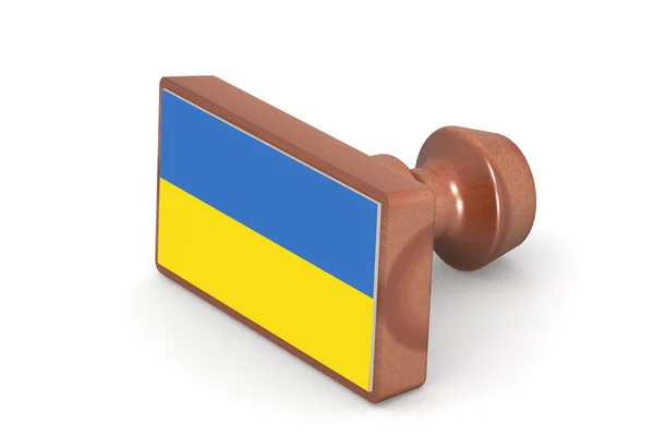 우크라이나의 국기와 함께 나무 스탬프 — 스톡 사진