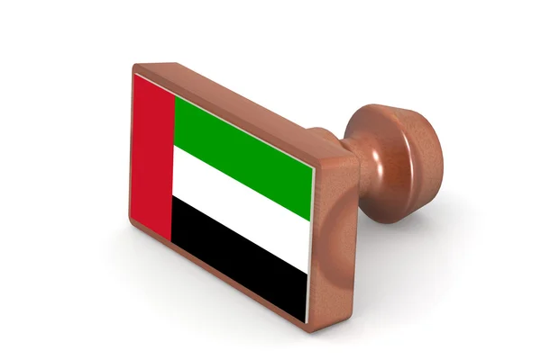 Carimbo de madeira com bandeira dos Emirados Árabes Unidos — Fotografia de Stock