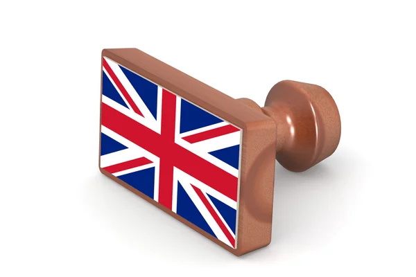 Wooden stamp with United Kingdom flag — Stock Photo, Image
