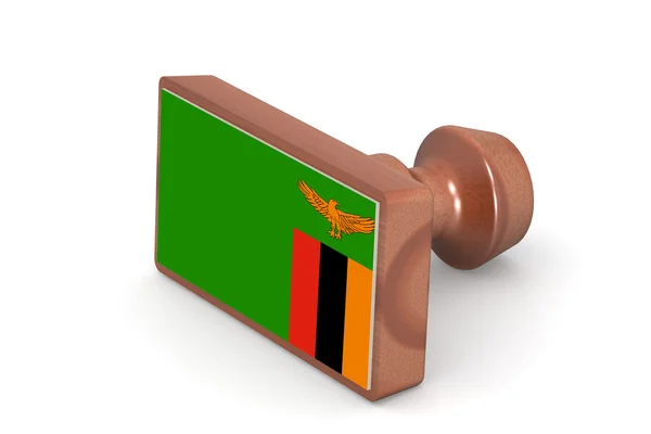 Wooden stamp with Zambia flag — Stock Photo, Image