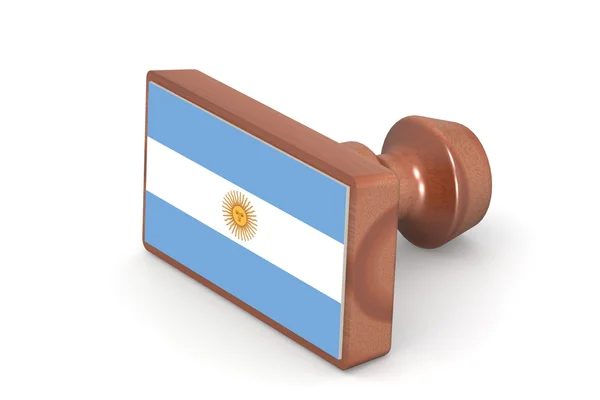 Tom trä stämpel med Argentina flagga — Stockfoto