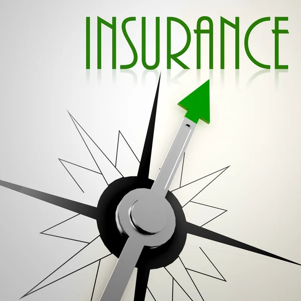 Insurance on green compass — Stock Photo, Image