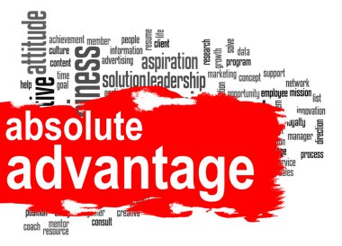 Absolute advantage word cloud with red banner