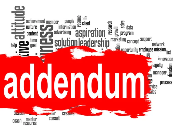 Addendum word cloud with red banner — Stock Photo, Image
