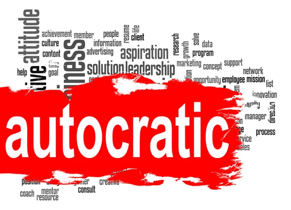 Autocratic word cloud with red banner — Stock Photo, Image