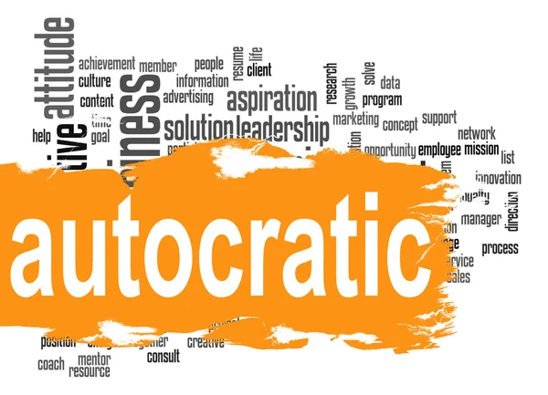 Autocratic word cloud with orange banner — Stock Photo, Image
