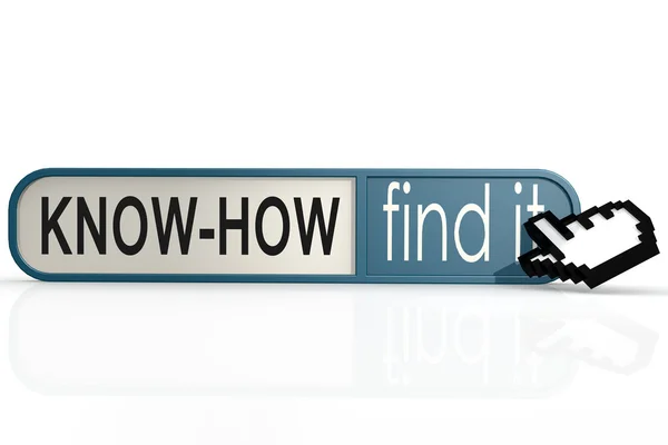 Know how word on the blue find it banner — Zdjęcie stockowe