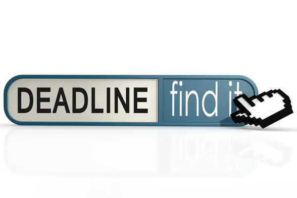 Deadline word on the blue find it banner — Zdjęcie stockowe