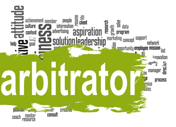 Arbitrator word cloud with green banner — Stockfoto