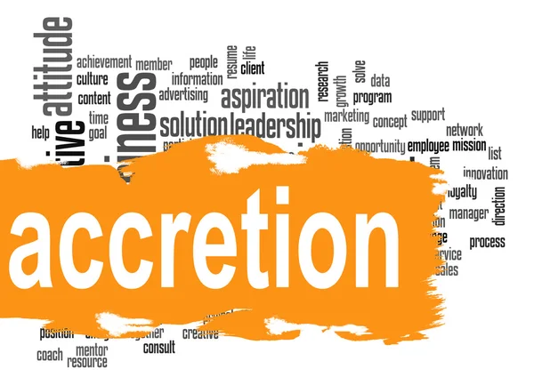 Accretion word cloud with orange banner — Stock Photo, Image