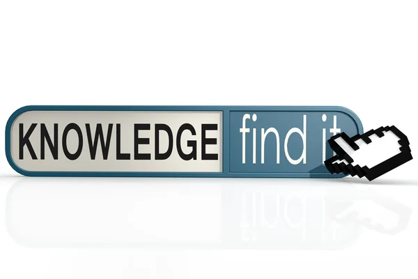 Knowledge word on the blue find it banner — Zdjęcie stockowe