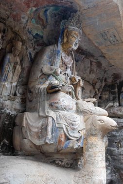 Çin, Dazu 'daki Baoding Dağı' nın muhteşem kaya oymaları. Dazu kaya oymaları Song hanedanlığında yapılmış büyük bir antik Buda taşı oymacılığıdır.