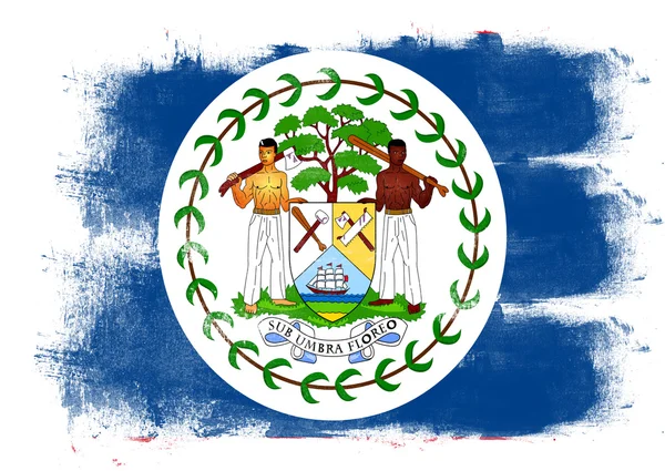 Bandeira de Belize pintada com pincel — Fotografia de Stock