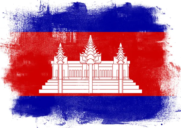 Flagga Kambodja målade med pensel — Stockfoto