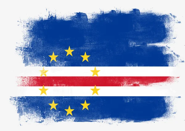 Bandera de Cabo Verde pintado con pincel — Foto de Stock