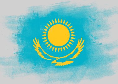 Kazakistan bayrağı fırça ile boyalı