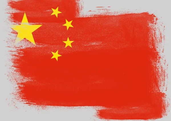 Flagge aus China mit Pinsel bemalt — Stockfoto