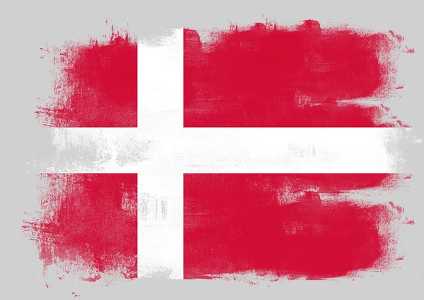 Flag of Denmark painted with brush — Stock Photo, Image