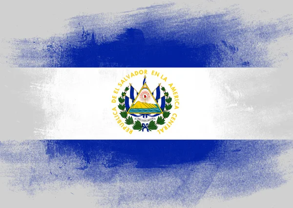 Bandeira de El Salvador pintada com pincel — Fotografia de Stock