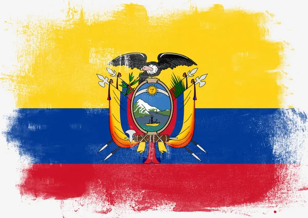 Flagge Ecuadors mit Pinsel bemalt — Stockfoto