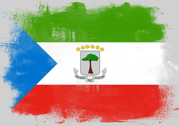 Flag of Equatorial Guinea painted with brush — Stock Photo, Image