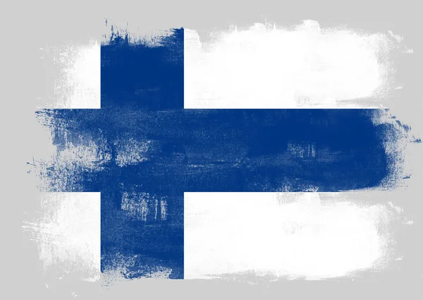 Vlag van Finland geschilderd met borstel — Stockfoto