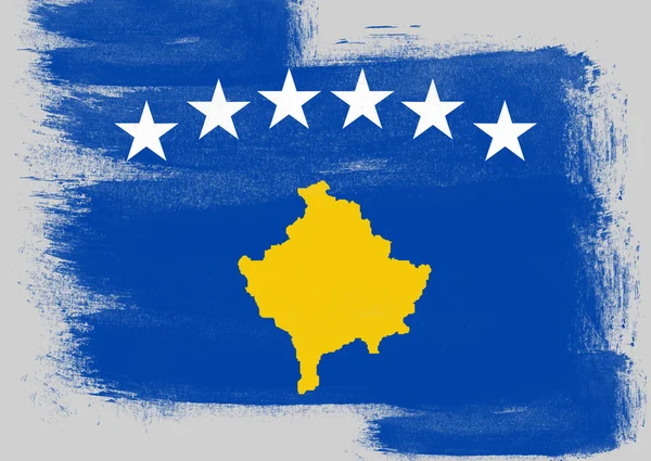 Flag of Kosovo painted with brush — Stock Photo, Image