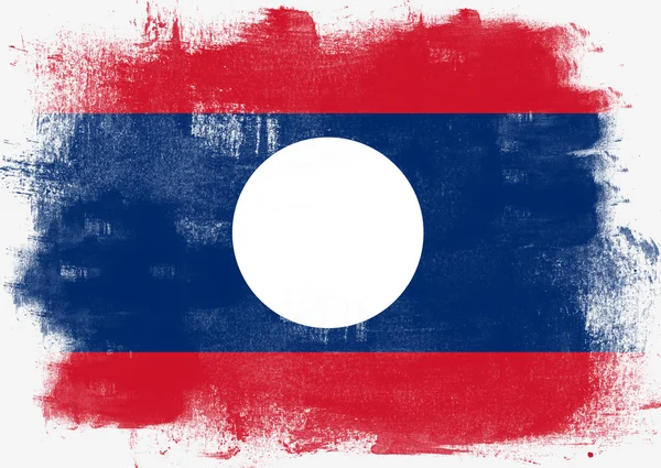 Flagge von Laos mit Pinsel bemalt — Stockfoto