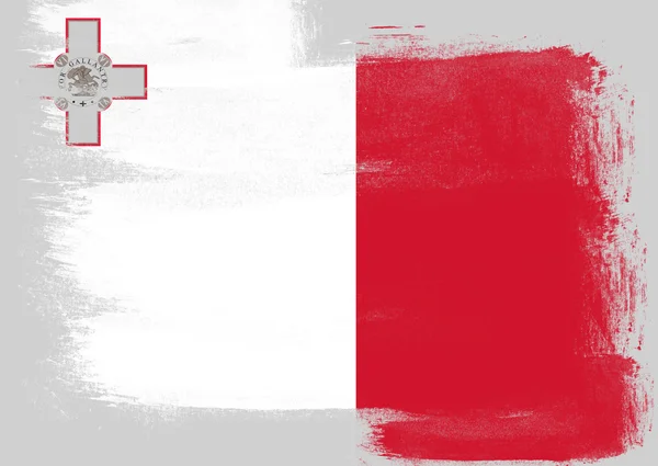 马耳他国旗画用笔刷 — 图库照片