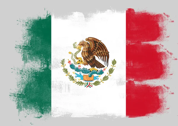 Flagge Mexikos mit Pinsel bemalt — Stockfoto