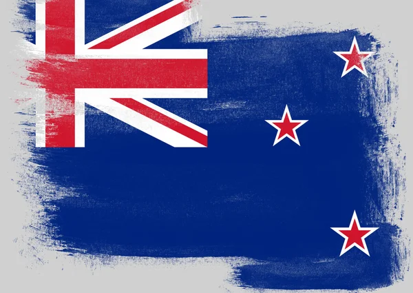 Új-Zéland zászlaja ecsettel festett — Stock Fotó