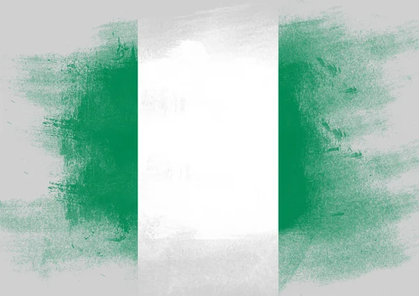 Flagga Nigeria målade med pensel — Stockfoto