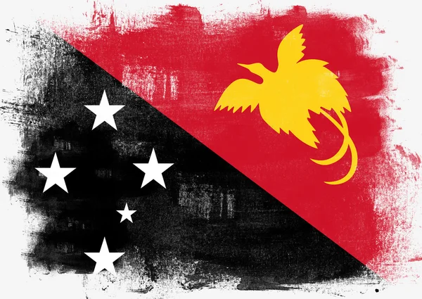 Flagge von Papua Neuguinea mit Pinsel bemalt — Stockfoto