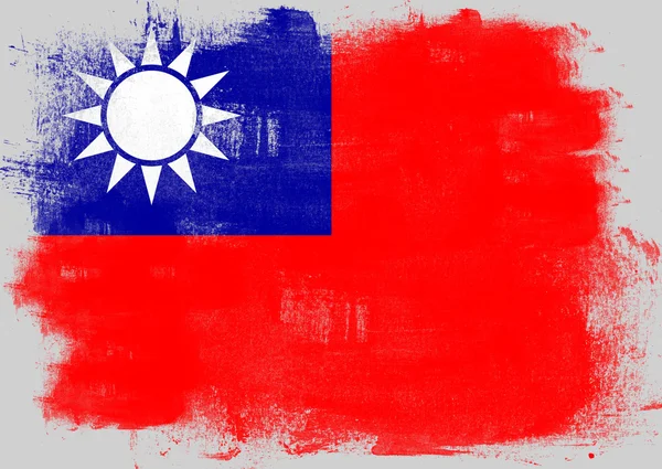 Flaga Republiki Chińskiej malowane pędzlem — Zdjęcie stockowe