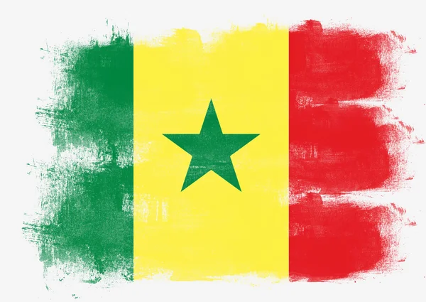 Flaga Senegalu malowane pędzlem — Zdjęcie stockowe