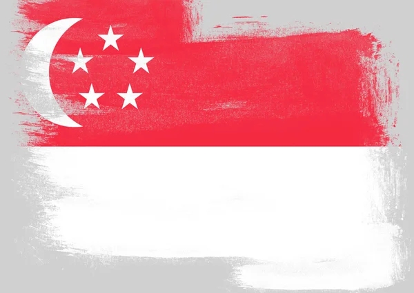 Bandeira de Singapura pintada com pincel — Fotografia de Stock