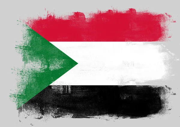 Vlag van Soedan geschilderd met borstel — Stockfoto