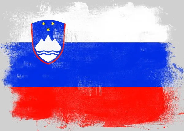 Bandiera della Slovenia dipinta con pennello — Foto Stock