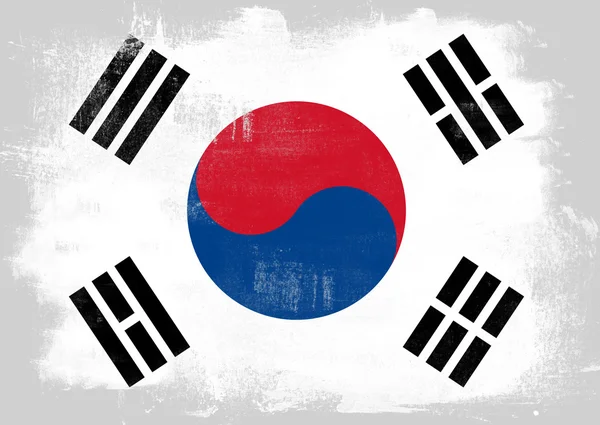 Flag of South Korea painted with brush — Stock Photo, Image