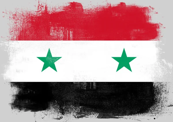 Flagge von Syrien mit Pinsel bemalt — Stockfoto