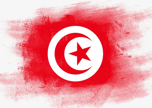 Flagge der Tunisen mit Pinsel bemalt — Stockfoto