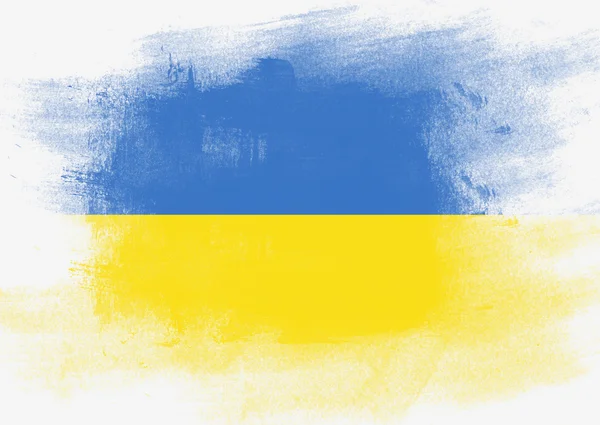 Bandiera dell'Ucraina dipinta con pennello — Foto Stock