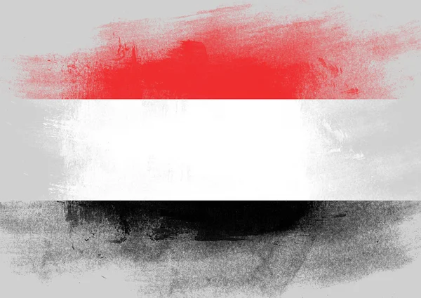 Flagge des Jemen mit Pinsel bemalt — Stockfoto