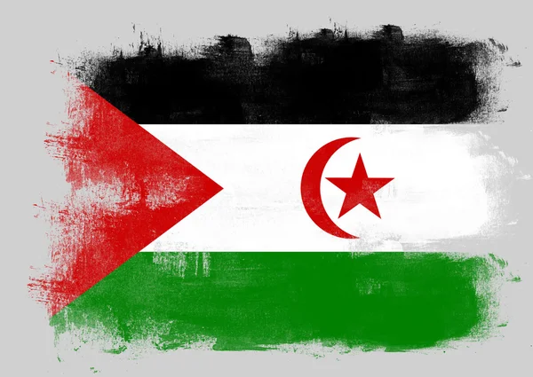 Bandera del Sahara Occidental pintada con pincel — Foto de Stock